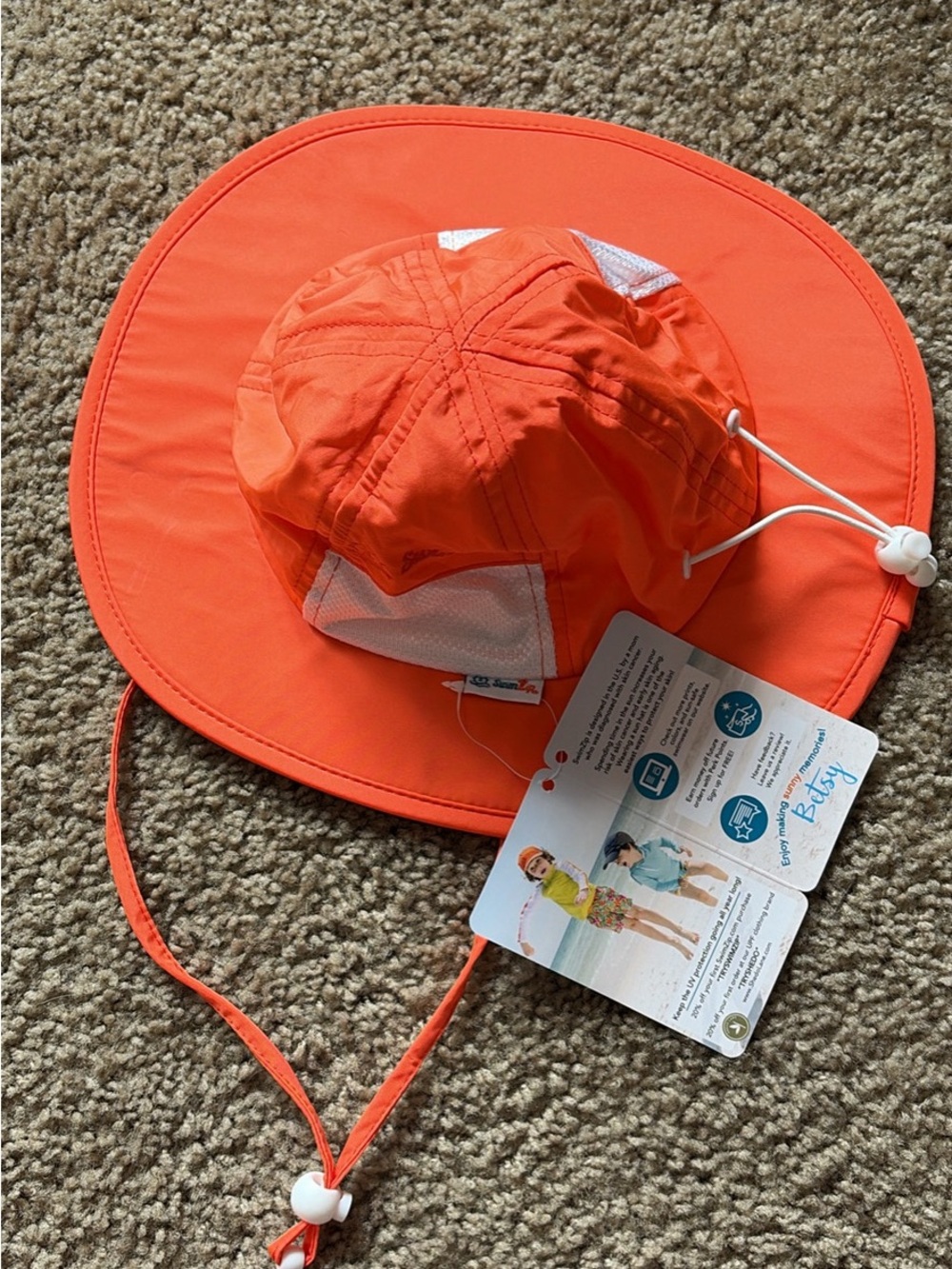 Kids Sun Hat - Bright Orange Wide Brim Hat